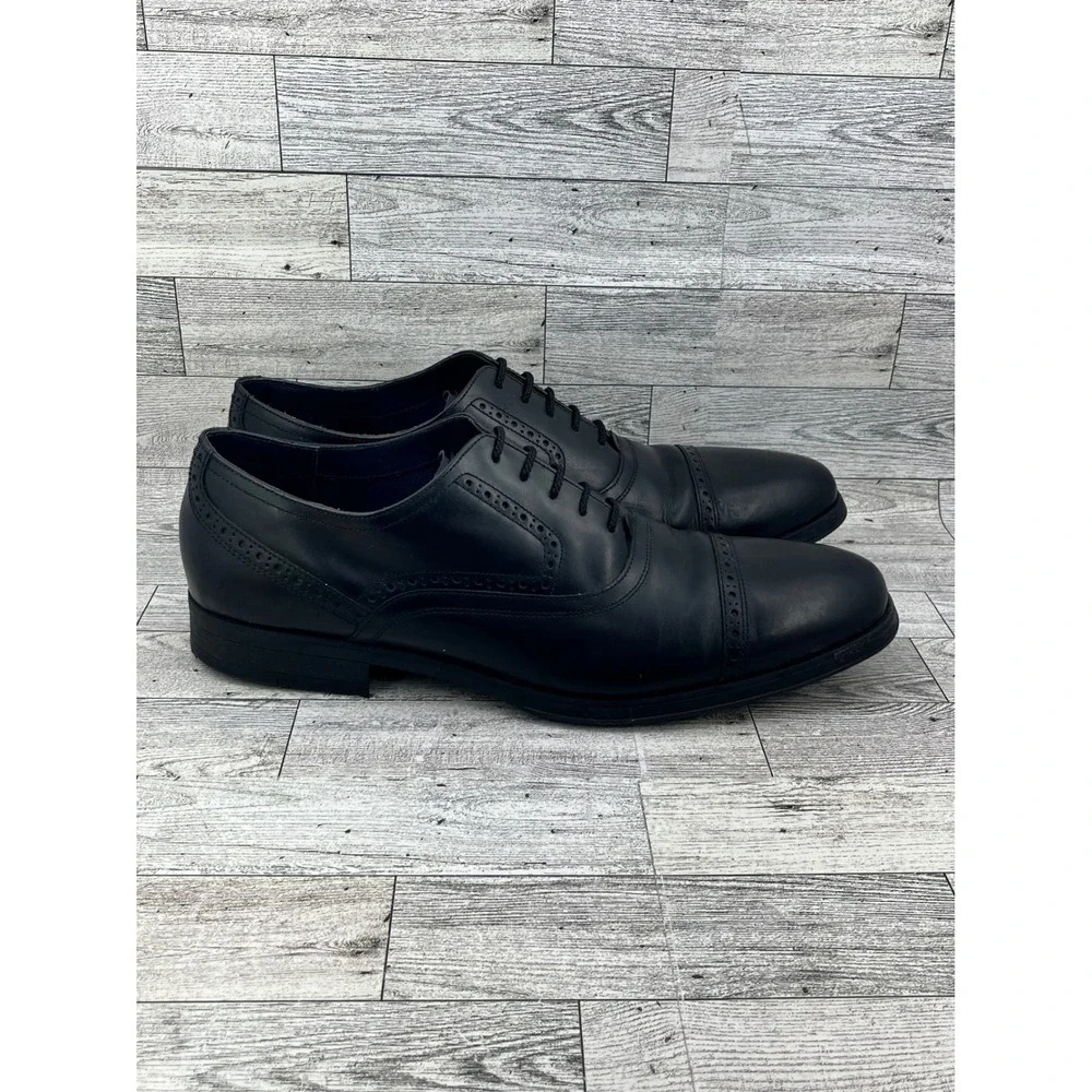 Cole Haan Grand.OS Signature Men Black Leather Cap‎ Toe Brogue Oxford Shoes 12M